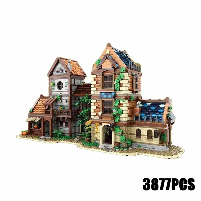 Moc Building Block Medieval Street Store Model Technology Brick DIY Assembly Modular Urban Street View Toys Holiday Gifts