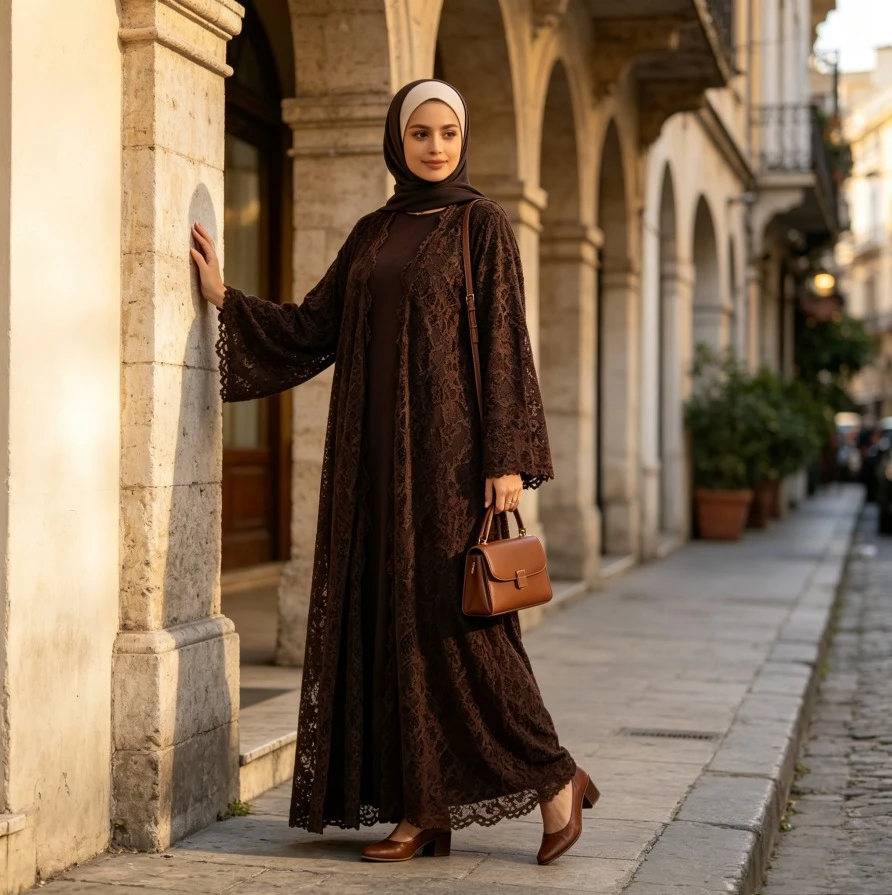 Women Eid Cardigan Robe Muslim Abaya Lace Dress Ramadan Abayas Dubai Kaftan Islam Morocco Vestidos Jalabiya Party Open Dresses