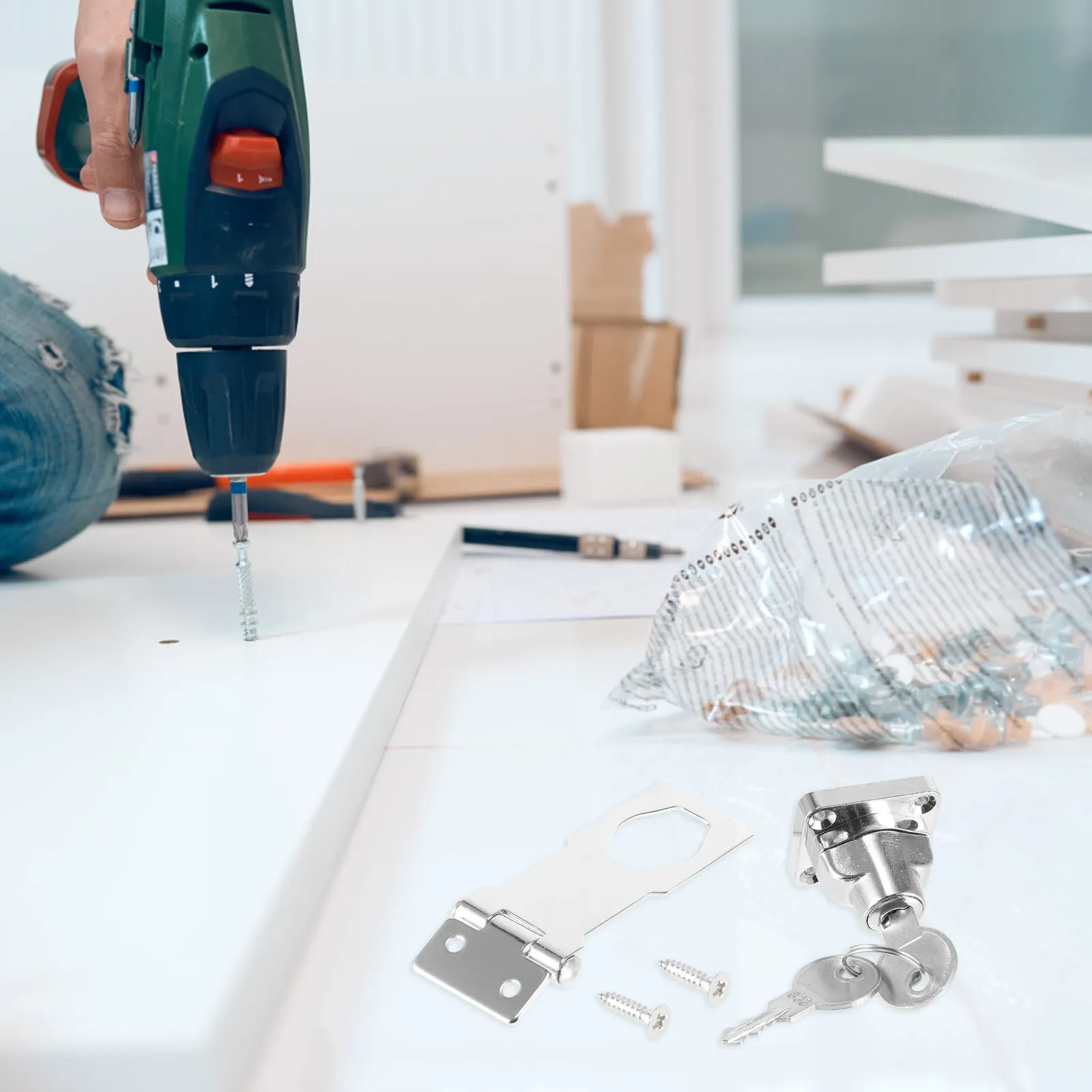 

2 комплекта замков-защелок из нержавеющей стали с ключами для шкафов, для домашней безопасности, хранения инструментов, защитная защелка с ключами, замки для шкафов с ключами