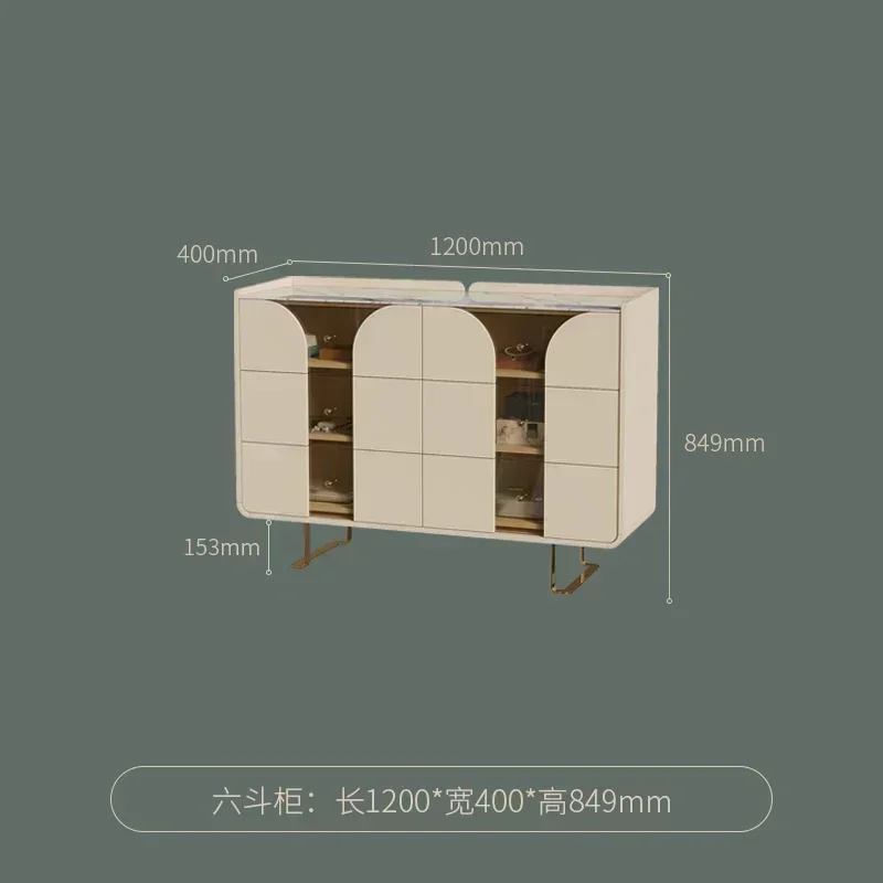 

Cream Style Chest of Drawers Living Room Entrance Cabinet French Master Bedroom Side Cabinet Tailstock Chest of Six Drawers