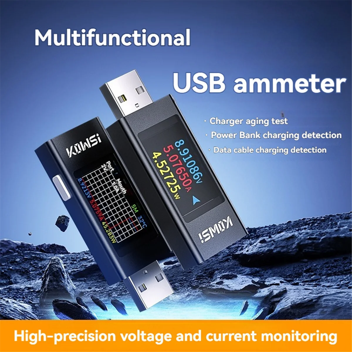 X61A_KOWSI USB-ampèremeter Multifunctionele digitale display DC-spanningsampèremeter