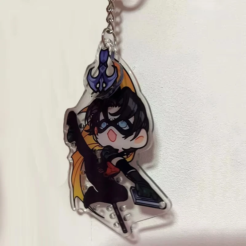 Anime Tim Drake Red Robin Cosplay Keychain Alloy Acrylic Adult Unisex Keyring Key Chain Kawaii Pendant Accessories Prop Gifts