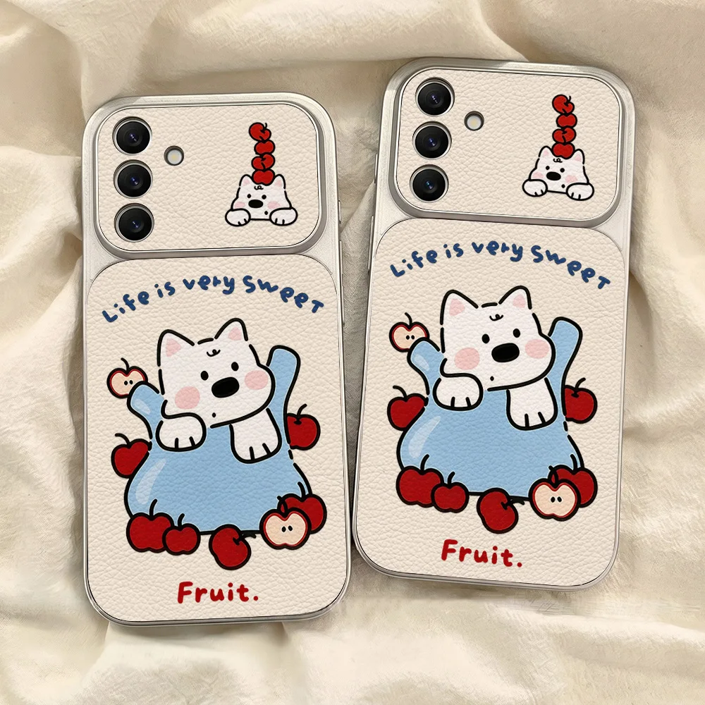 Cute Cartoon Dog Lanyard Phone Case For Samsung A36 A16 A56 A55 A07 S24 FE S26 Ultra S25 Plus A57 A37 A17 A27 Leather Soft Cover view 4