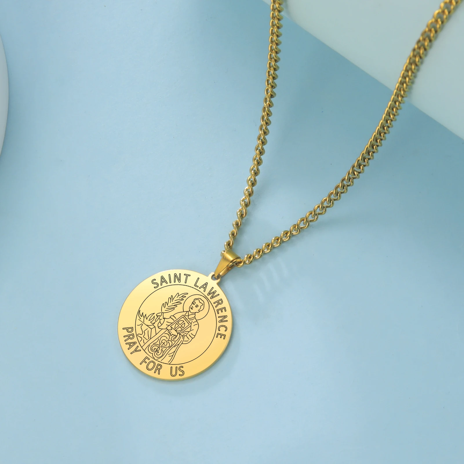 Dawapara Saint Christopher Medaille Halskette Jesus Truet In Sie Amulett Katholischen Schmuck Reisende Fahrer Geschenke Edelstahl – Detail 14
