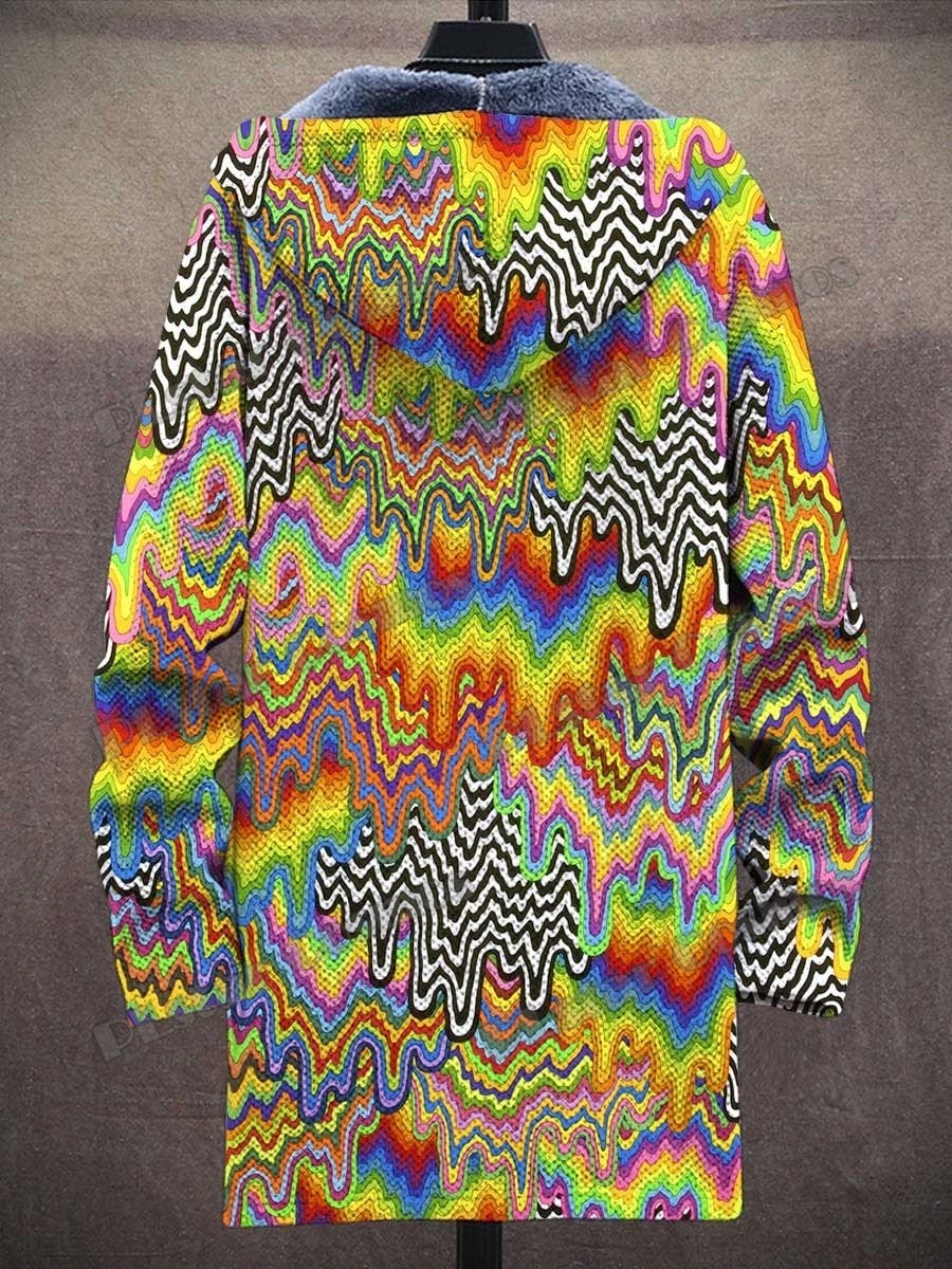 Hippie Colorful & Vintage Skull Pattern 3D Printed Men\'s Fashion Plush Thick Hooded Coat Winter Casual Warm zipper jacket CM22