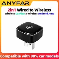 Dongle CarPlay inalámbrico 2 en 1, adaptador inalámbrico para Android Auto, caja inteligente AI para coche con sistemas inteligentes CarPlay con cable