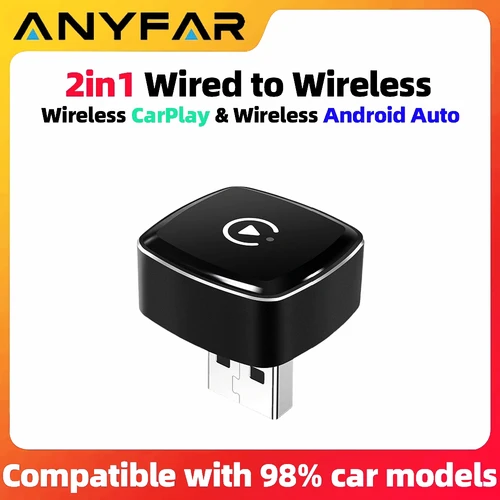 Dongle CarPlay inalámbrico 2 en 1, adaptador inalámbrico para Android Auto, caja inteligente AI para coche con sistemas inteligentes CarPlay con cable