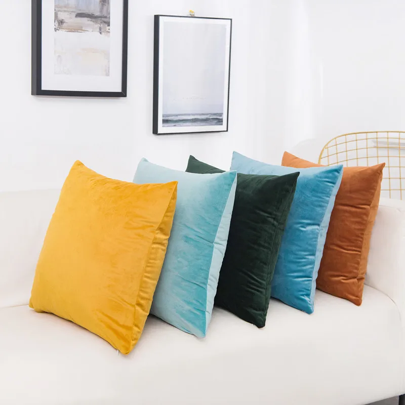 

45*45cm Pillowcover Velvet Fabric Throw Cushion Cover Solid Color Living Room Decoration Sofa Bed Office Waist Pillowcase 40305
