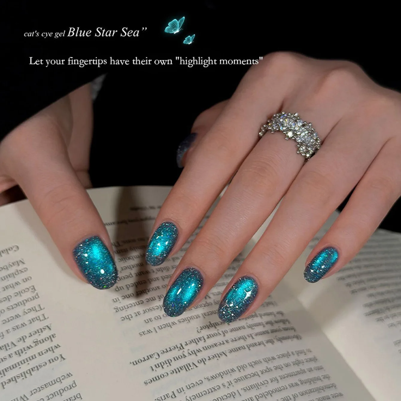 MAINEL 10ML 1Pcs Blue Nails Popular Online Dreamy Blue Aurora Cat Eye Glitter Nail Polish Magnetic Gel Nail Polish Nail Products
