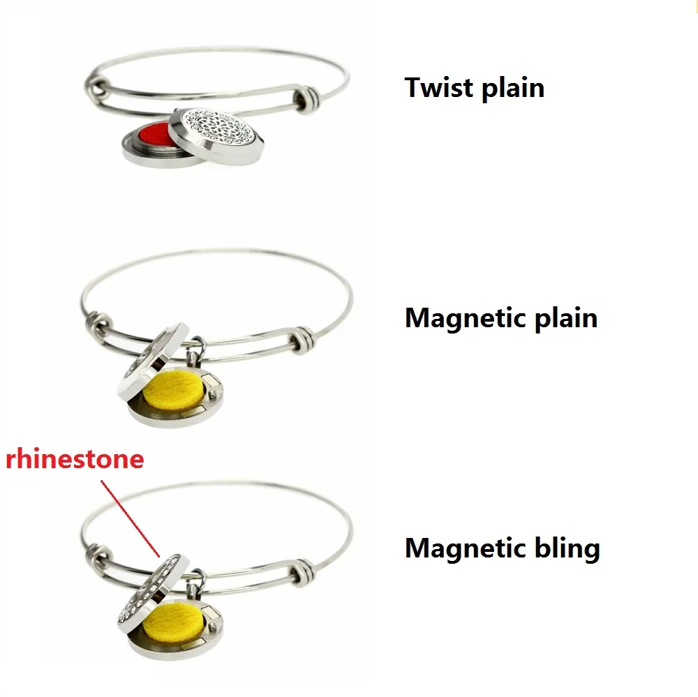 20mm  316L Stainless Steel Aroma Locket Bangle Essential Oils Diffuser Locket Bracelet 10pads Women Gift