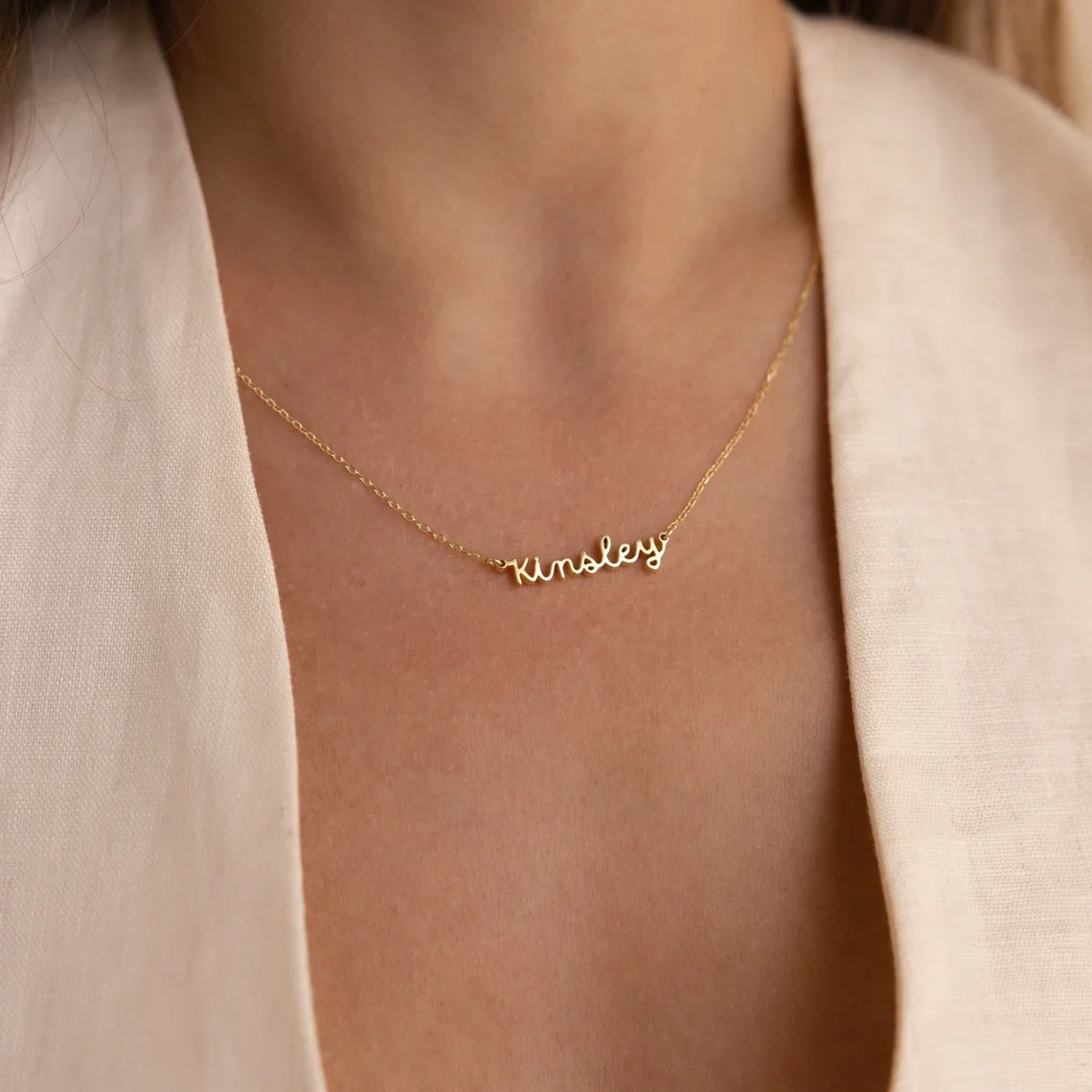 Aangepaste eenvoudige naam ketting vrouwen meisje minimalistische sieraden roestvrij staal gepersonaliseerde gouden kleur naam ketting cadeaus voor haar