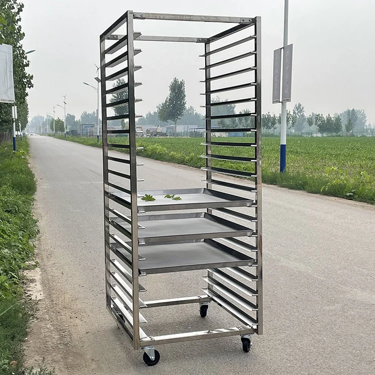

Stainless Steel 15 Tiers Pan Trolley For 40*60cm Tray/Bread Pan Rack Trolley