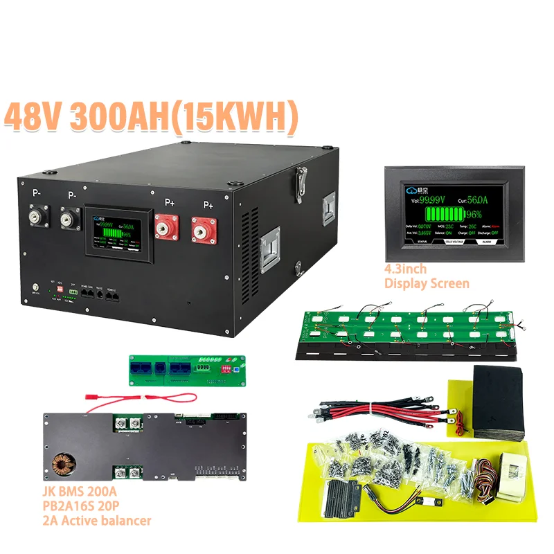 

DDP Free Tax DIY Kit Battery Box Case for JK BMS 2A for 16S 48V 8S2P Lifepo4 280AH 304AH Battery Box 15KWH for Solar Energy ESS