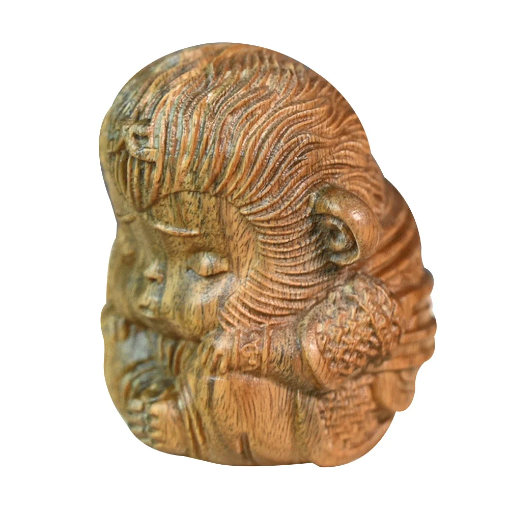 

Monkey Holding Incense Ornaments Wood Insences Holder Retro Decor Bow Tie Animal Sculpture Mini Statue Green Sandalwood