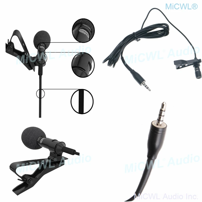 Clip-On Omnidirectional Lavalier Condenser Microphone For Shure TA4F AKG 3Pin Wireless BodyPack 3.5mm Jack Lock Plug