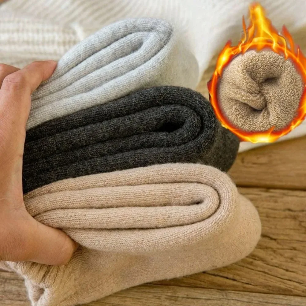 1/4Pairs Verdicken Wolle Socken Frauen Männer Winter Warme Mitte Rohr Strümpfe Anti Kalten Schnee Terry Socken Gemütliche weiche Thermische Socke