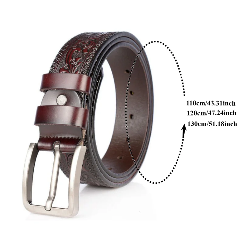Fashionable Business Belt Versatile Phoenix-Patterned Perforated Buckle Belt Exquisite Niche High-Quality Embossed Men’s Belts