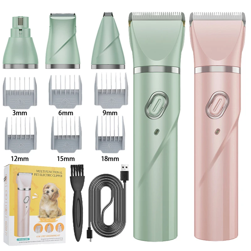 Professionelle Elektrische Tierhaarschneidemaschine Wasserdicht USB-Aufladung Geräuscharme Hundehaarschneidemaschine Katzenpflege-Schermaschine für Katzen und Hunde