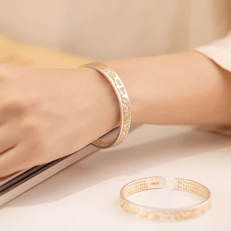 925 فضة سوار الذهبي الإسورة كلمة صينية رغبة جيدة خمر للمرأة فتاة خاتم هدايا مجوهرات أنيقة دروبشيب بالجملة