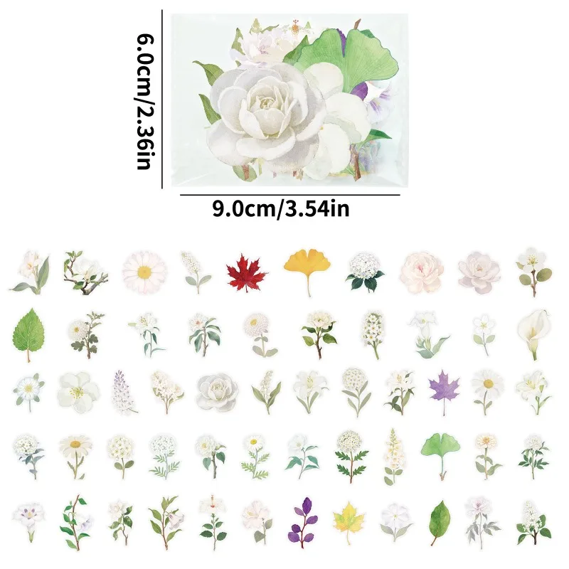 56 Uds personalidad de dibujos animados pequeña flor blanca mascota creativa Graffiti decoración pegatina