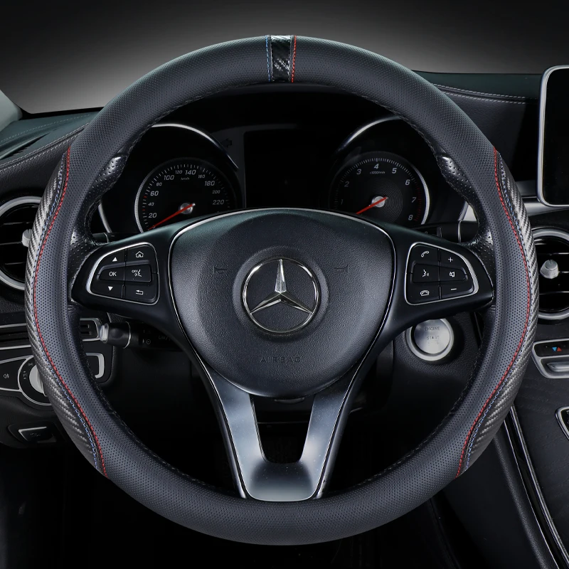 

New car steering wheel cover, men's leather handle cover, anti slip, thin, sweat absorbing, wear-resistant, all season universal