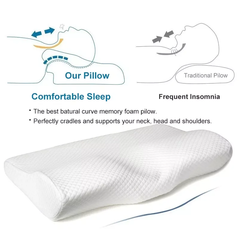 Memory Foam Pillow Orthopedic Shaped Neck Protection Soft Pillows Health Care Slow Rebound Neck Pillows For Adult