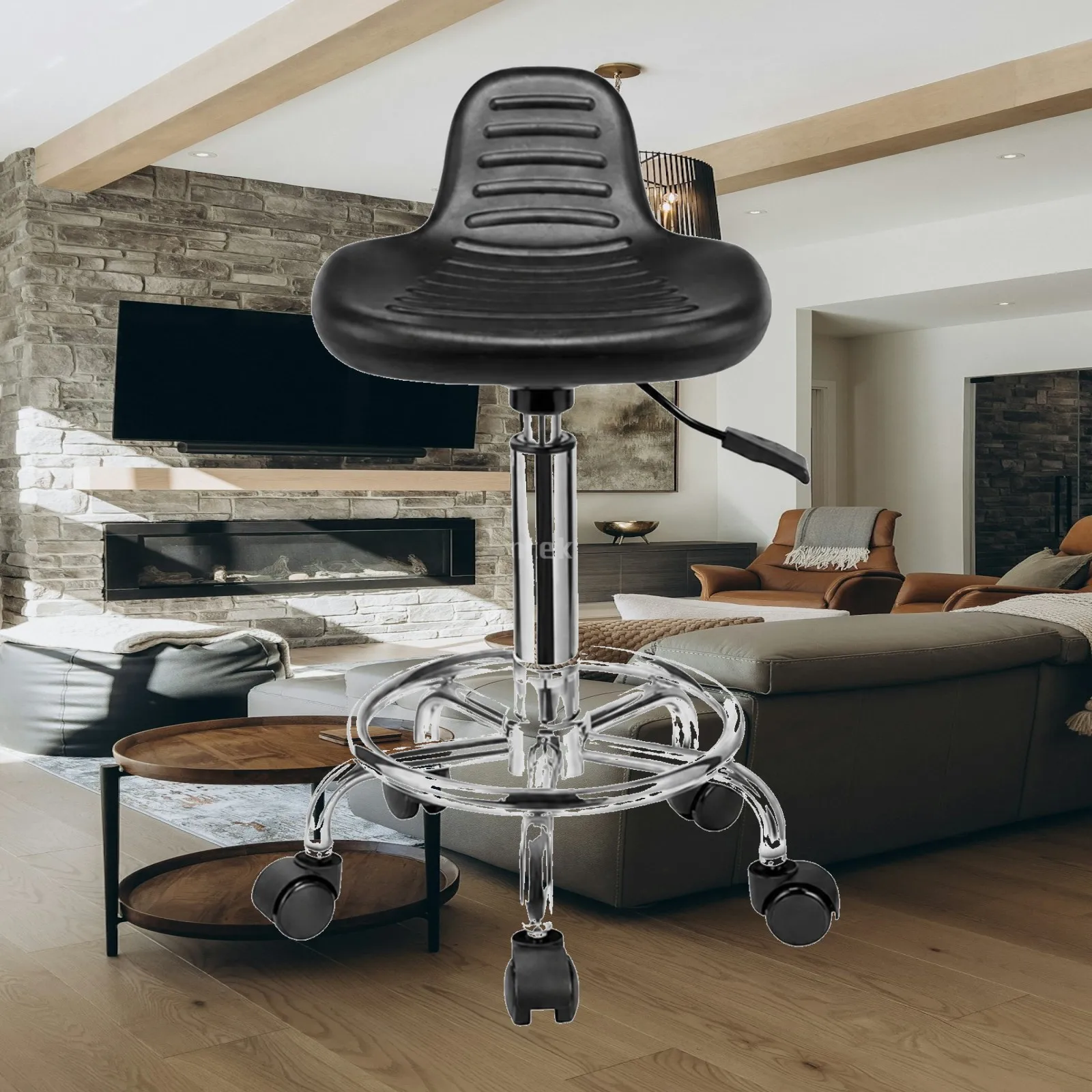 Height-Adjustable Rolling Work Stool Sturdy Anti-Static Laboratory Stool Laboratory Seat Heavy Duty Portable for Hospital