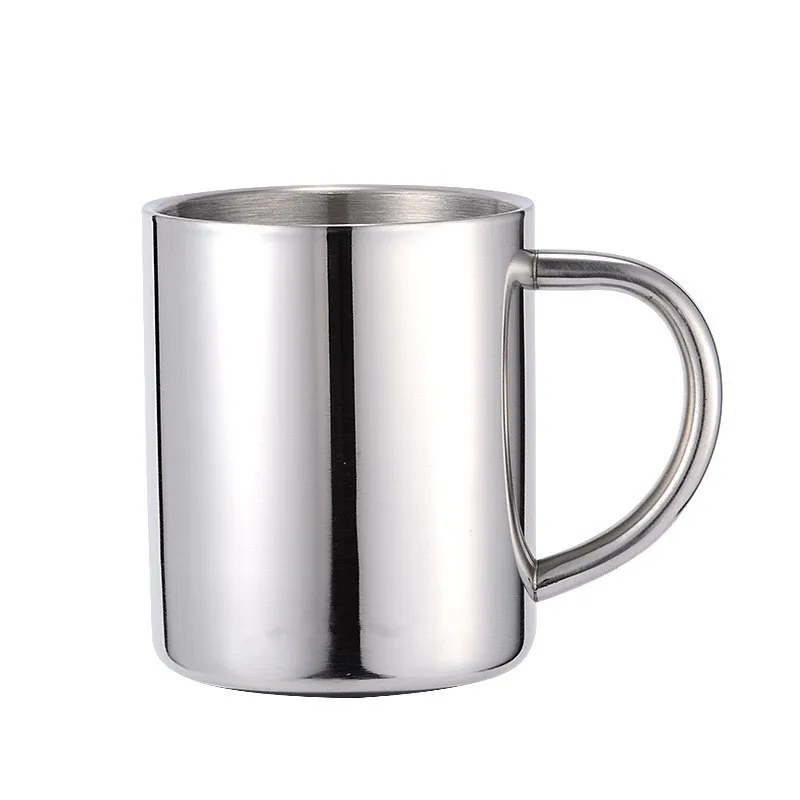 304 stainless steel double-layer Cup golden straight coffee cup sanding mug kindergarten Cup Tea Cup gift Cup Latte cup Mate cup