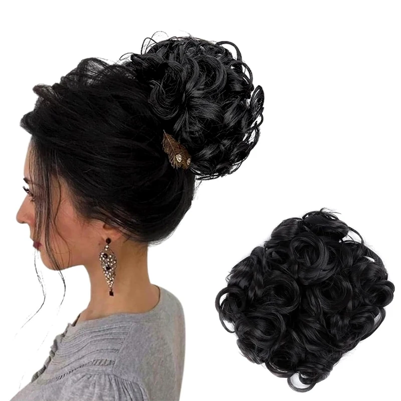 LUPU Short Messy Curly Dish Hair Bun Extension Easy Stretch hair Combs Clip in Ponytail