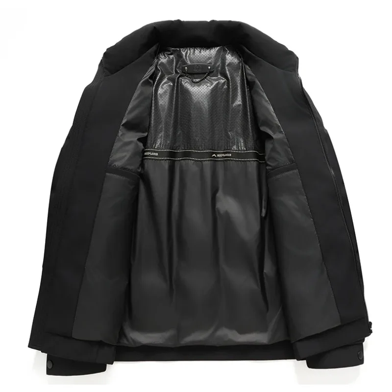 

Мужское пуховое пальто, короткое белое утиное пуховое пальто с воротником-стойкой, деловой повседневный теплый ветрозащитный морозостойкий черный однотонный топ для подростков