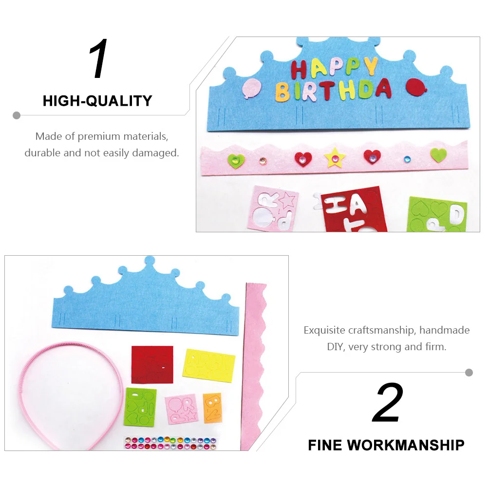 

6Set Princess Crown Tiara Craft Kit Premium Material Birthday Party Crown Hat Birthday Celebration Accessory Party Hat