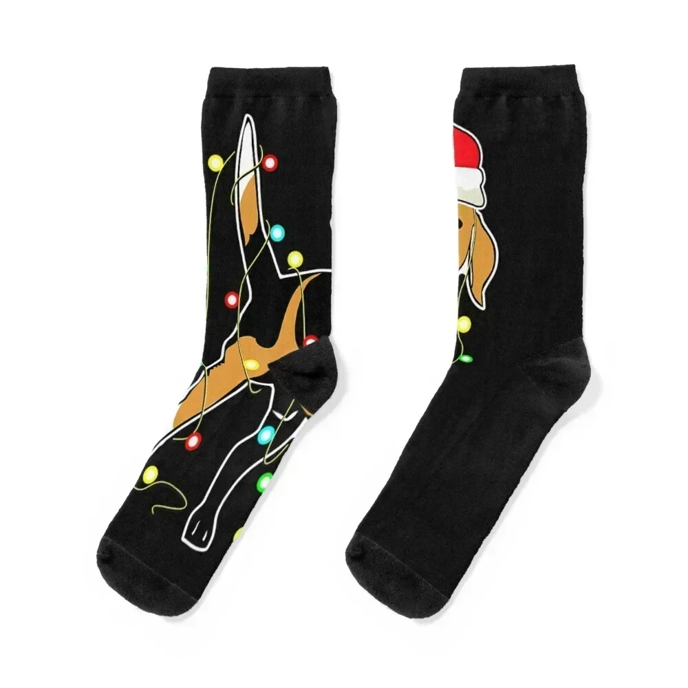 beagle dog christmas lights Socks hiphop hip hop Socks Women Men's