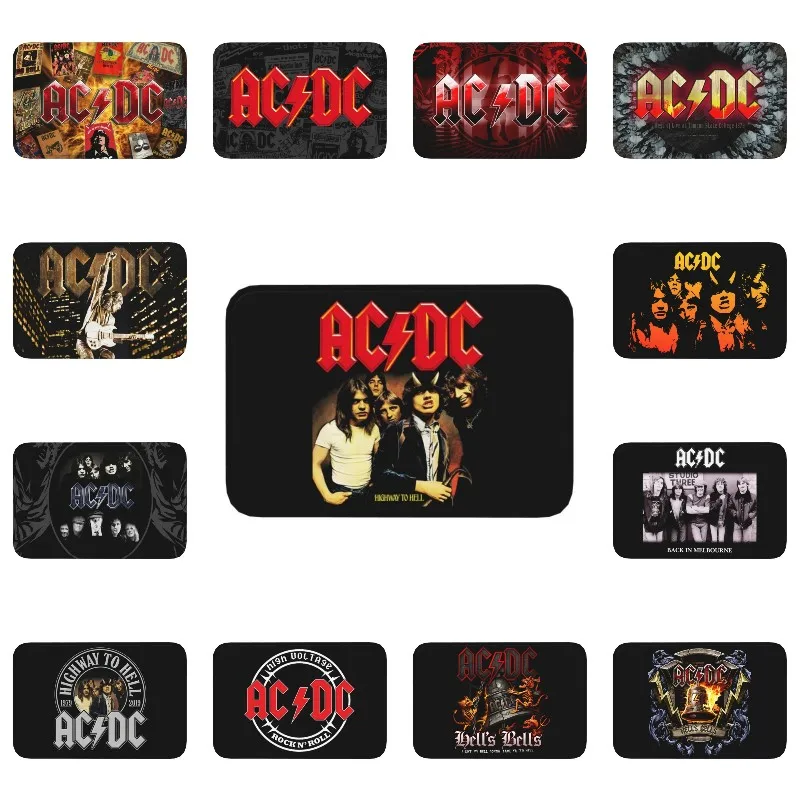 Vintage Rock AC DC Door Floor Bath Kitchen Mat Anti-Slip Indoor Heavy Metal Music Band Doormat Garage Entrance Rug Carpet