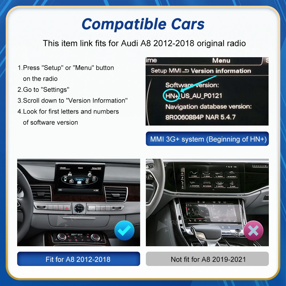 الطريق العلوي اللاسلكي أندرويد السيارات لأودي سيارة A8 2012-2018 Carplay واجهة مرآة لينك الهواء اللعب #2