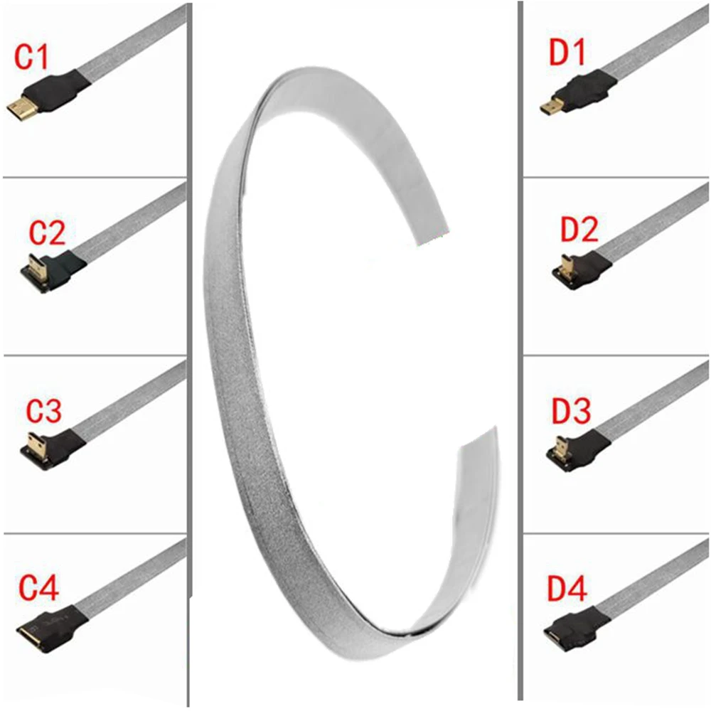 

15CM 25CM anti-interference FPV MINI HDTV-compatible Type A Male UP&Down Angled90 Degree to Micro HD Male HDTV FPC Flat Cable