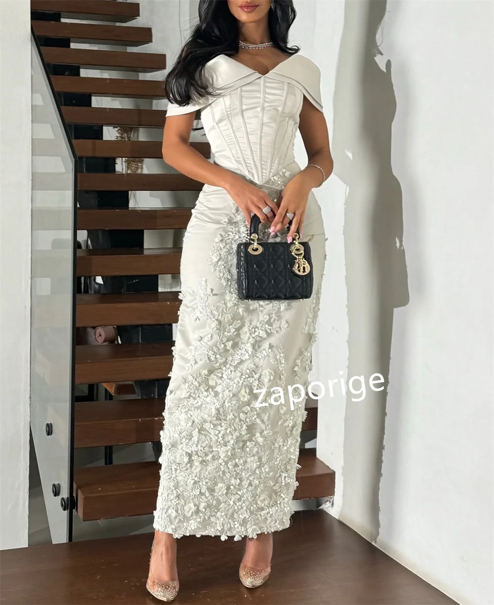 Customized Exquisite Pleat Applique Straight Off-the-shoulder Midi Dresses Quinceanera Dresses Simple Modern Style