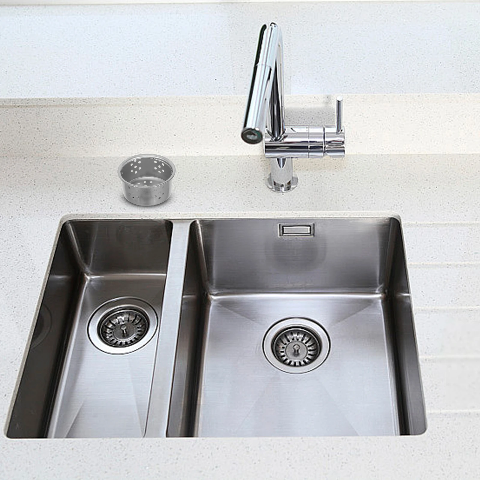 

Набор из 3 сетчатых сливных фильтров для кухонной раковины: внутренняя корзина из нержавеющей стали для плавного протока воды и удаления мусора