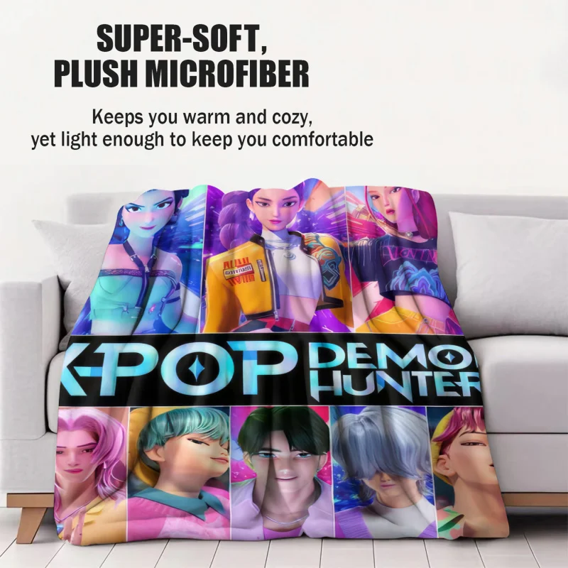 K-Pop شيطان الصيادين بطانية الساخن رومي ميرا زوي مطبوعة متعددة الوظائف الفانيلا رمي مروحة هدايا للمنزل الترفيه التخييم السفر