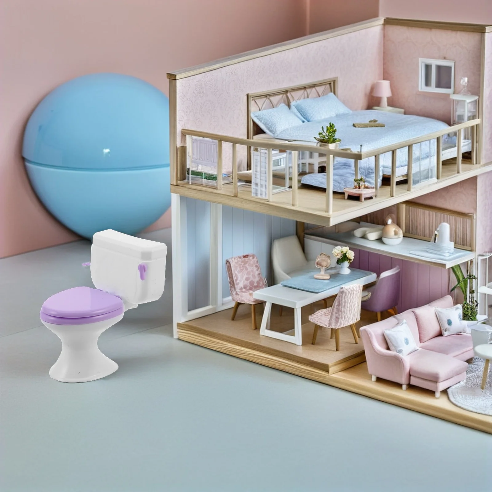 

10 Pcs House Mini Toilet Dollhouse Toy Bathroom Miniature Decoration Toilets Plastic Accessories