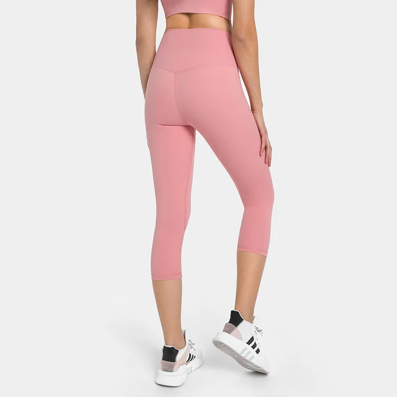 Solid Color Cropped Pants Tight Women Fitness Sport Pant High Waist Gym Yoga Legging Soft Workout Comprehensive Training Jogging