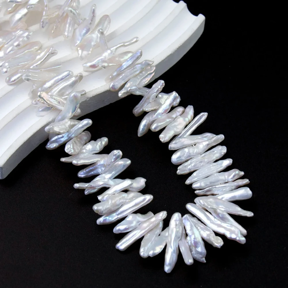 1 нить 5-7x22-27 мм модные бусины из натурального пресноводного жемчуга Biwa белые для изготовления ювелирных изделий DIY ожерелье серьги браслет