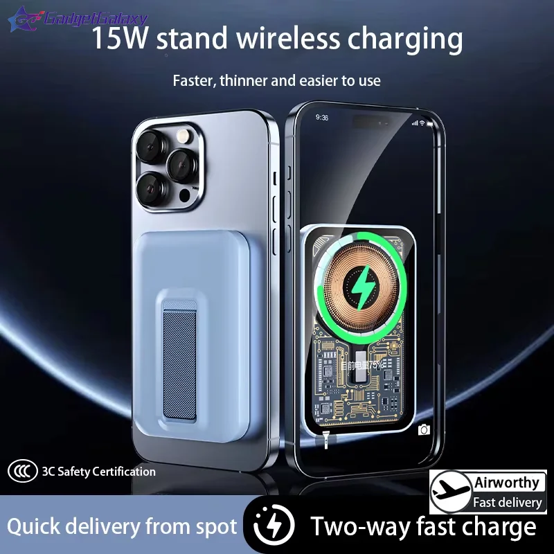 

New 10000mAh Transparent Magnetic Wireless Charging Foldable Stand Fast Charging Portable Power Bank Large Capacity For iPhone