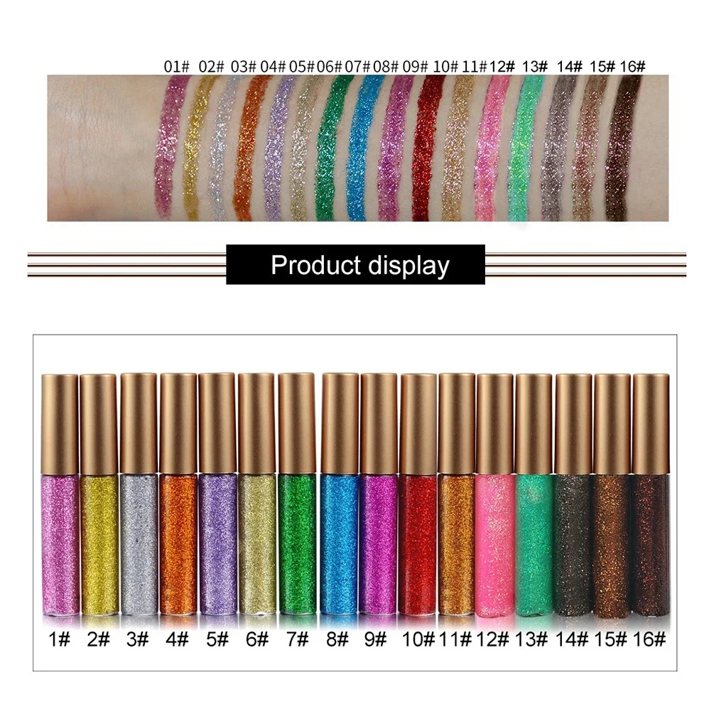 Private Label Colorful Shining Glitter Liquid Eyeliner Pencil Custom Logo Waterproof Fast Dry Shimmer Sexy Eye Makeup Wholesale