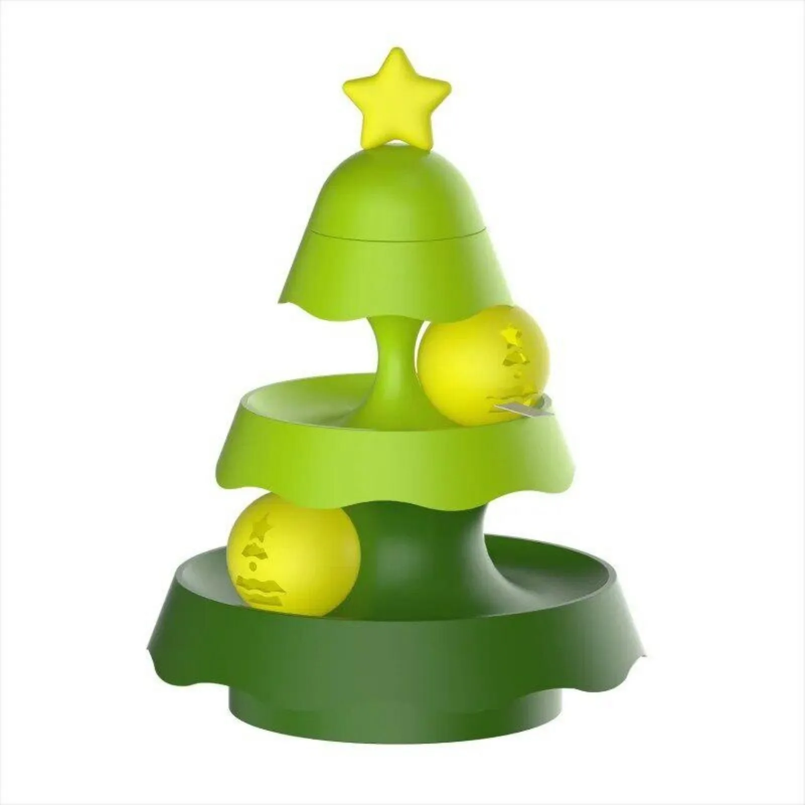 Interactive Cat Toys Christmas Tree Track Turntable Multi-Stage Indoor Cat Tower with Ball Slide And Anti-Slip Grips
