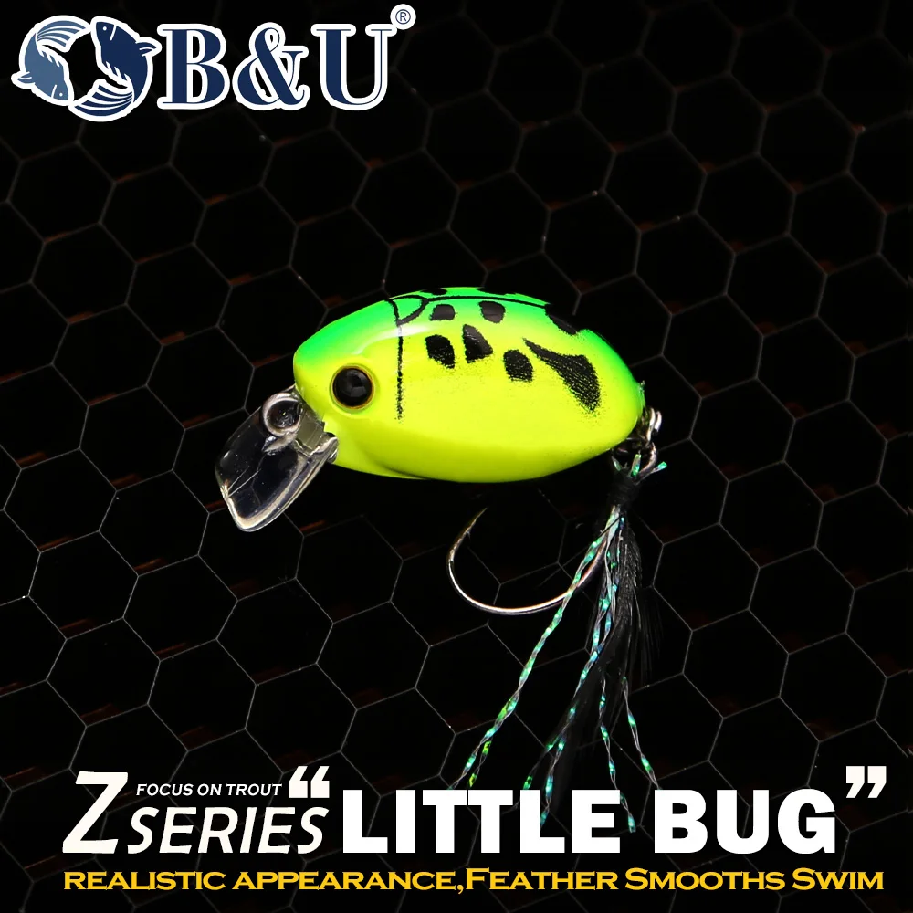 Image of B&U Crankbait-Angelköder, lebensechte bionische Hartplastikköder mit Federschwanz und scharfem Haken für Süßwasserforellen, Barsche und Lachse