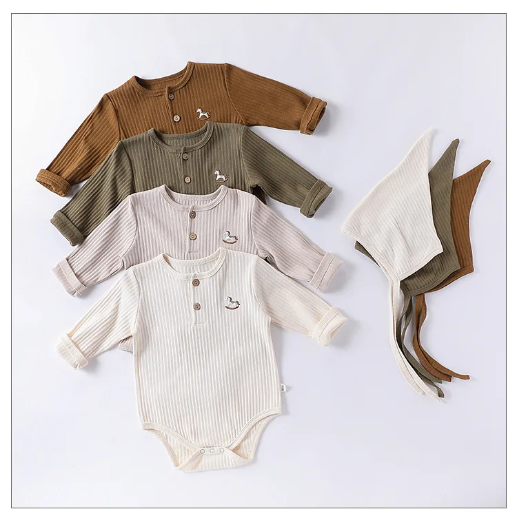 

Autumn Long Sleeve Baby Romper Spring Newborn Bottom Covering Clothes Embroidered Sleepwear Baby Triangle Crawler Suit