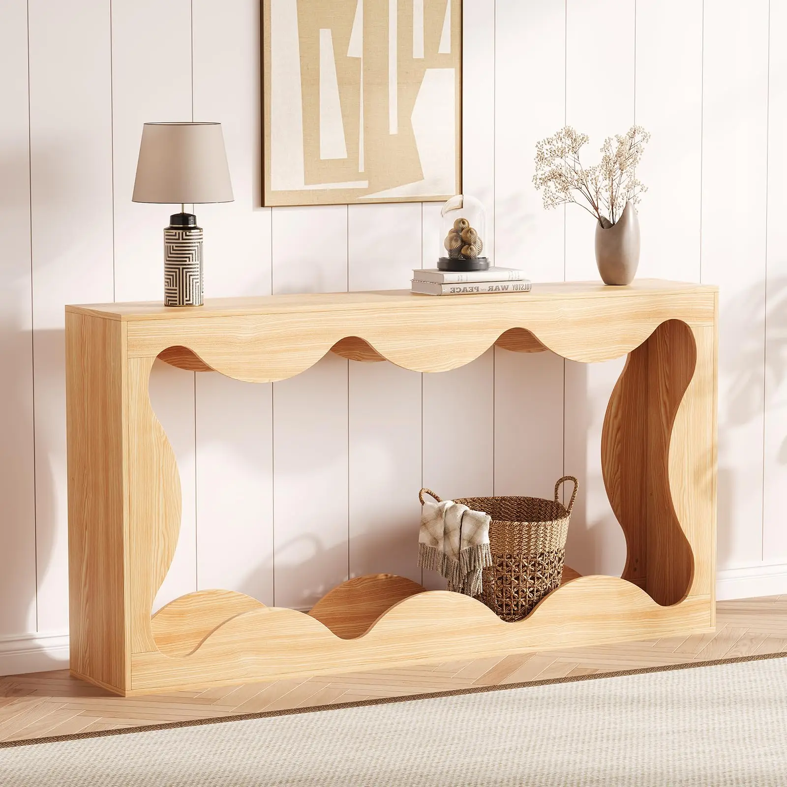 

63 Inch Farmhouse Sofa Table, Wooden Console Table with Storage, Decorative Entryway Table For Living Room Hallway Entrance