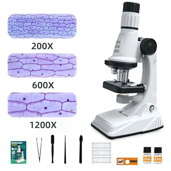 200X-600X-1200X trinocular microscope kit children biological micromicrohigh definition eyepiece kids Lab science education