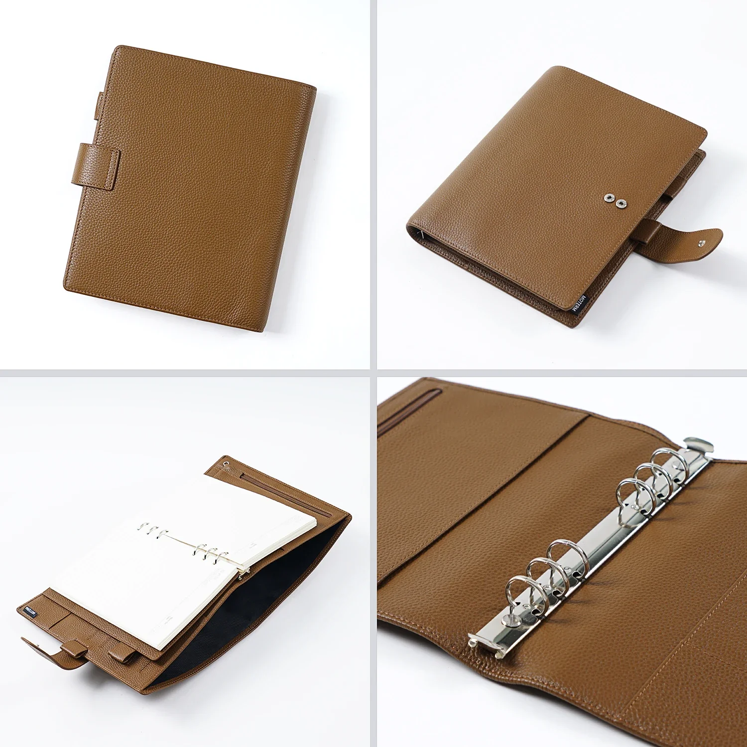 Limited Imperfect Moterm Regular A5 Size Rings Planner with 19MM Rings Binder Genuine Pebbled Grain Leather Notebook Sketchbook