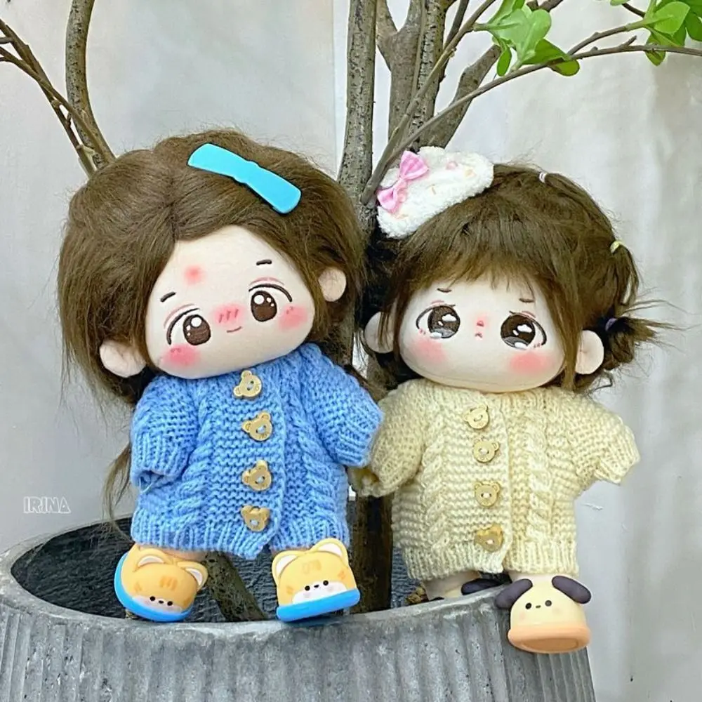 20cm Cotton Doll Fashion Knitted Coat Cardigans Sweaters Outfits Winter Warm Tops Knitwear for Idol Dolls Clothes Accessories